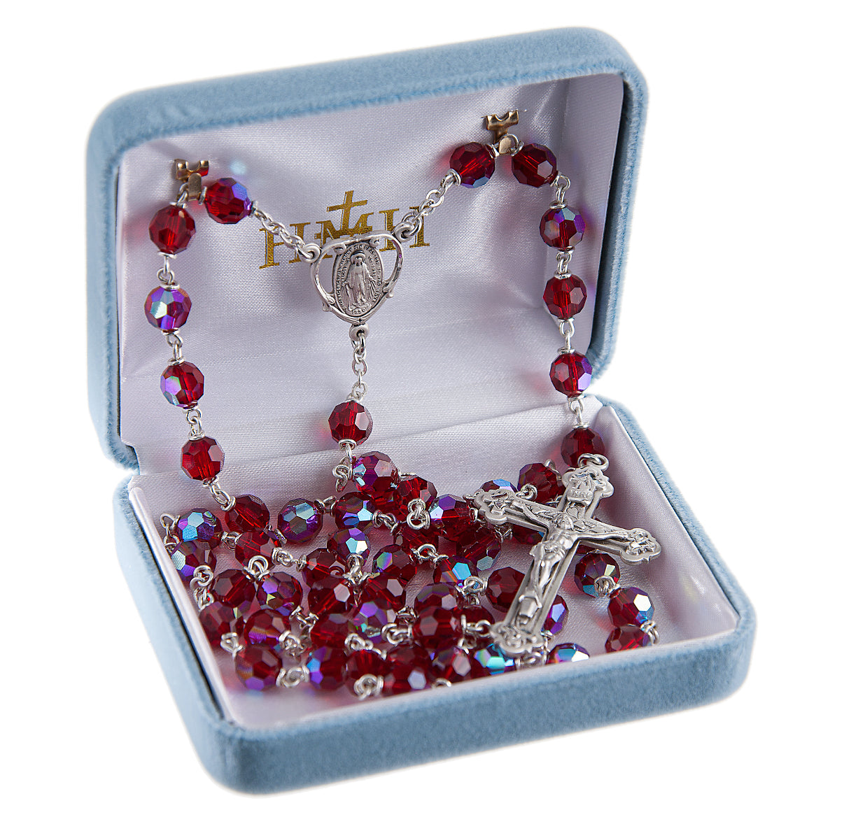 Ruby Crystal Czech Aurora Beads 7mm