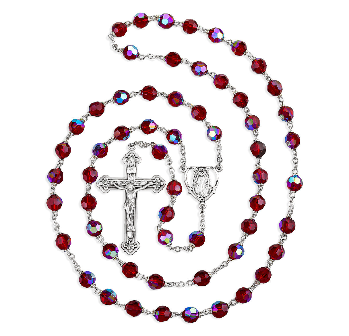 Ruby Crystal Czech Aurora Beads 7mm