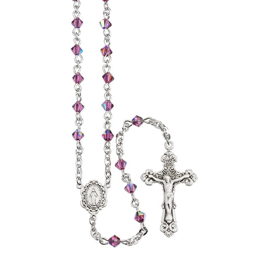 4mm Amethyst Finest Crystal Bi-Cone Beads