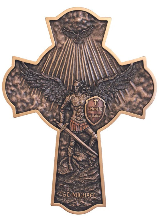 St. Michael Wall Crucifixion Cross 16"