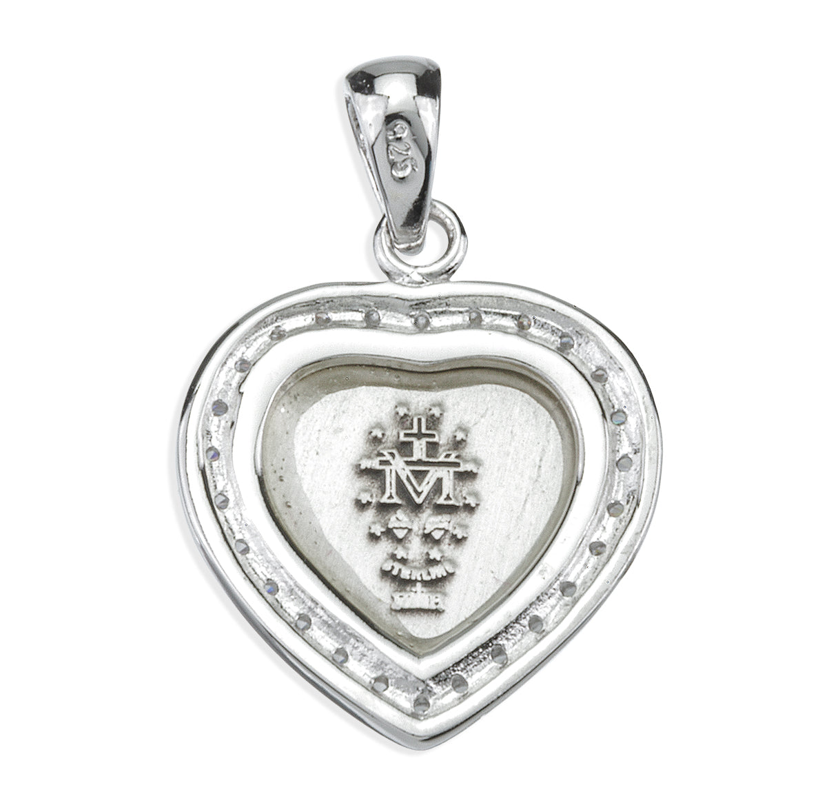 Sterling Silver Jet Black Cubic Zirconia Miraculous Medal