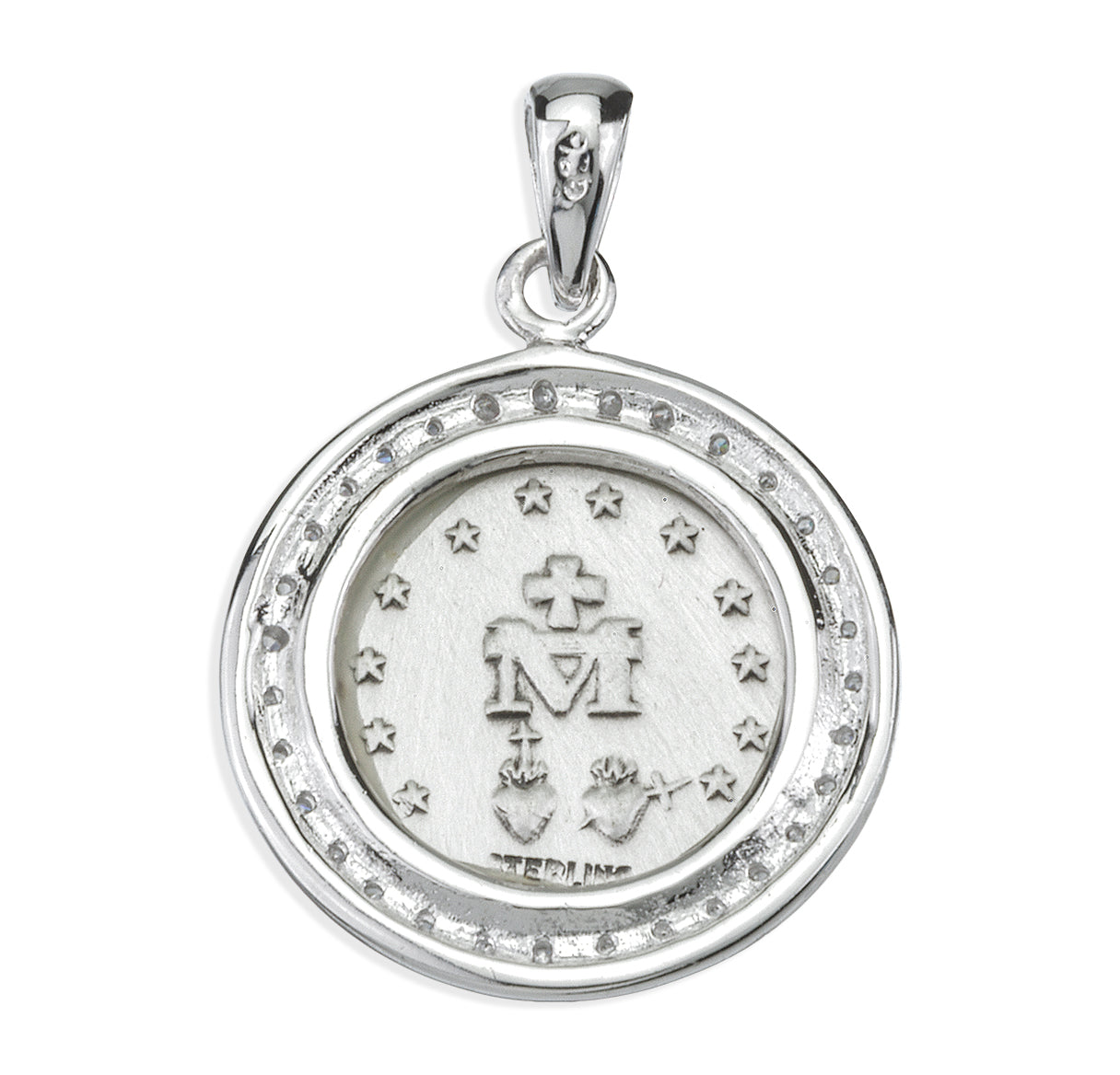 Sterling Silver Round Miraculous Crystal Cubic Zirconia "CZ's" Pendant