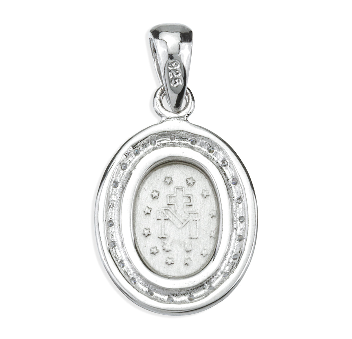 Sterling Silver Jet Black Cubic Zirconia "CZ" Miraculous Medal