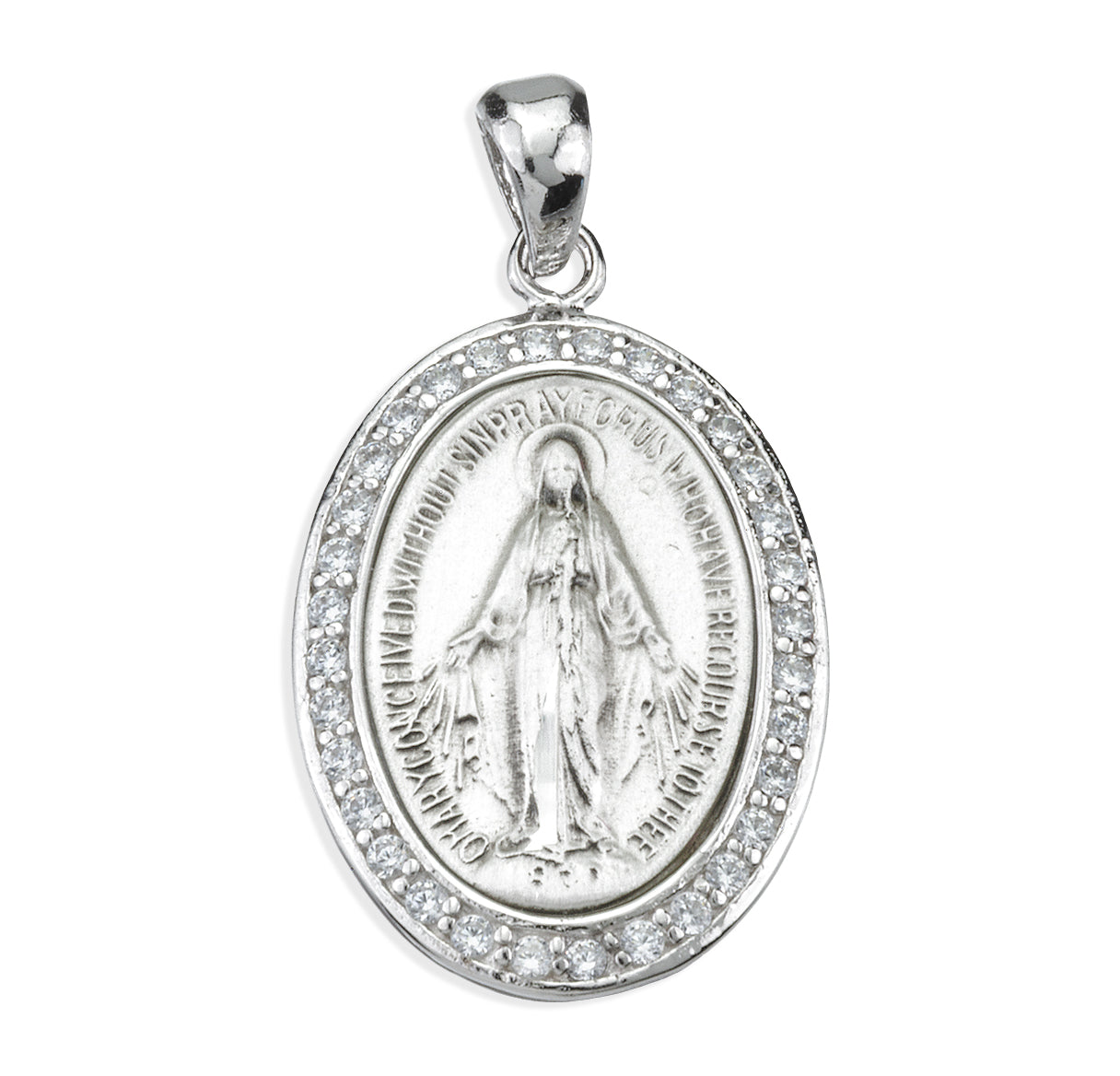 Sterling Silver Crystal Cubic Zirconia "CZ" Miraculous Medal