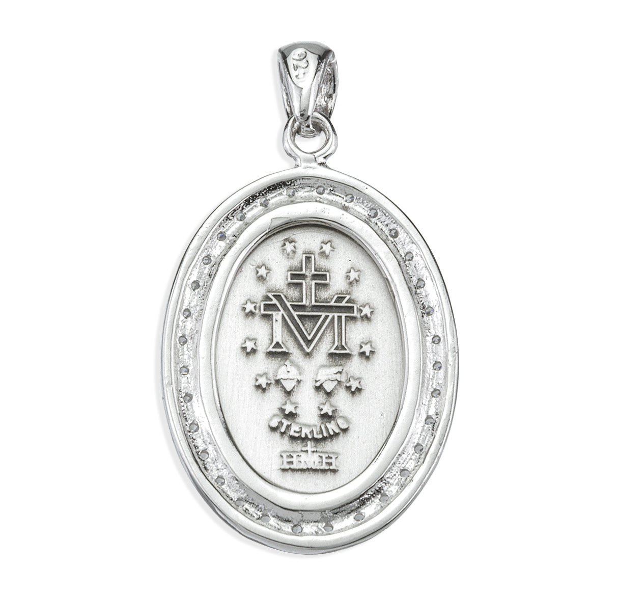 Sterling Silver Crystal Cubic Zirconia "CZ" Miraculous Medal