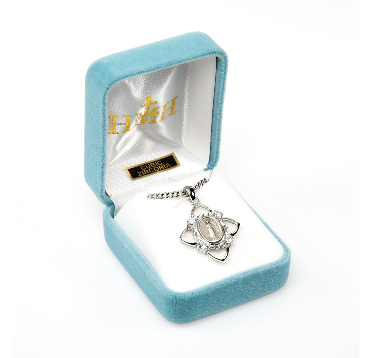 Sterling Silver Crystal Cubic Zirconia "CZ" Miraculous Medal