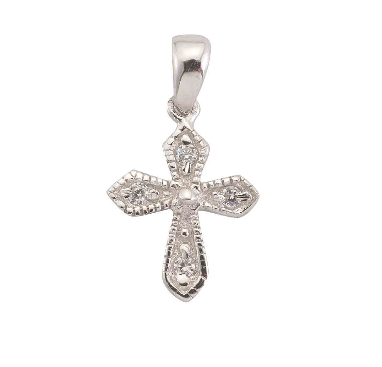 Sterling Silver Cross with Crystal Cubic Zirconia's "CZ's"