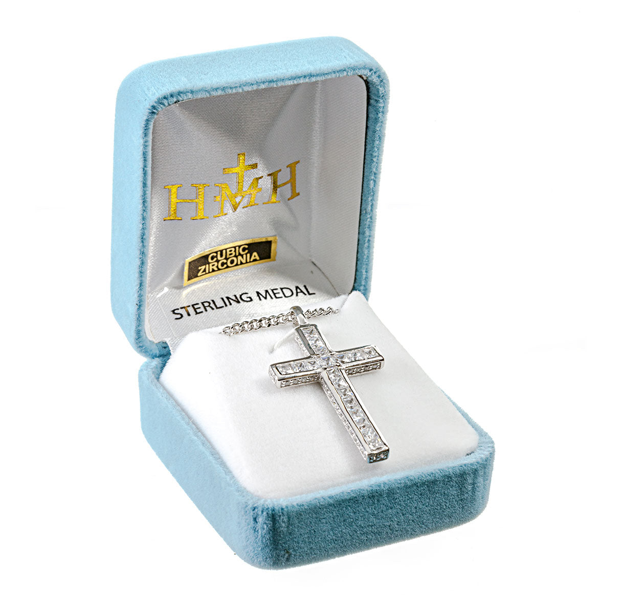 Sterling Silver Simple Cross with CZ Settings