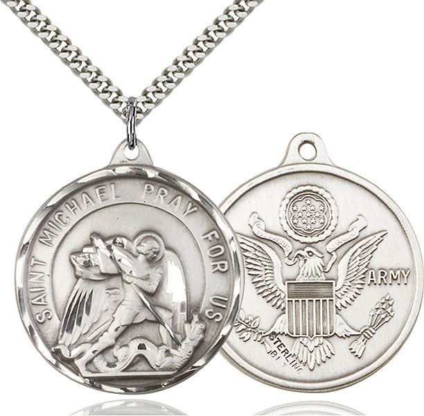 Sterling Silver Saint Michael / Army Pendant