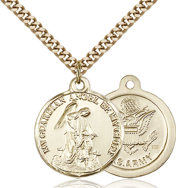 14kt Gold Filled Guardian Angel / Army Pendant