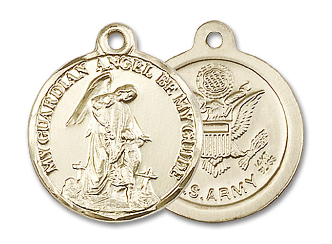 14kt Gold Guardian Angel / Army Medal