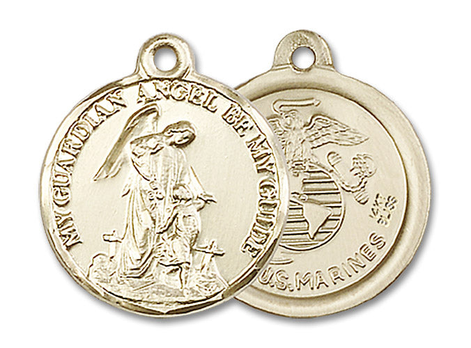 14kt Gold Guardian Angel / Marines Medal
