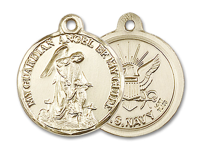 14kt Gold Guardian Angel / Navy Medal
