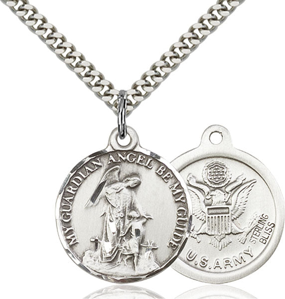 Sterling Silver Guardian Angel / Army Pendant