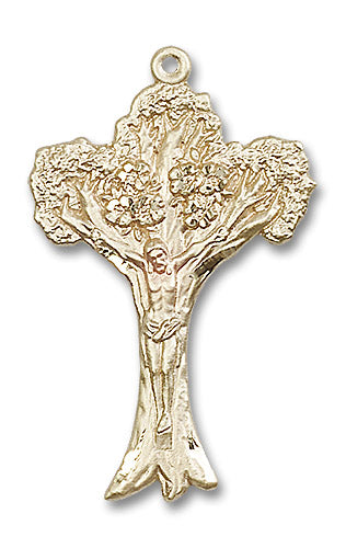 14kt Gold Tree of Life Crucifix Medal