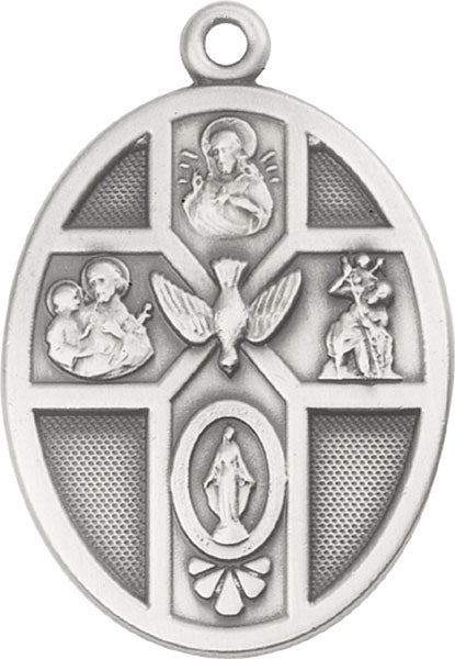 Antique Silver 5-Way / Holy Spirit Keychain