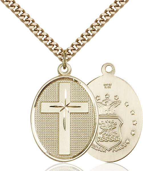 14kt Gold Filled Cross / Air Force Pendant