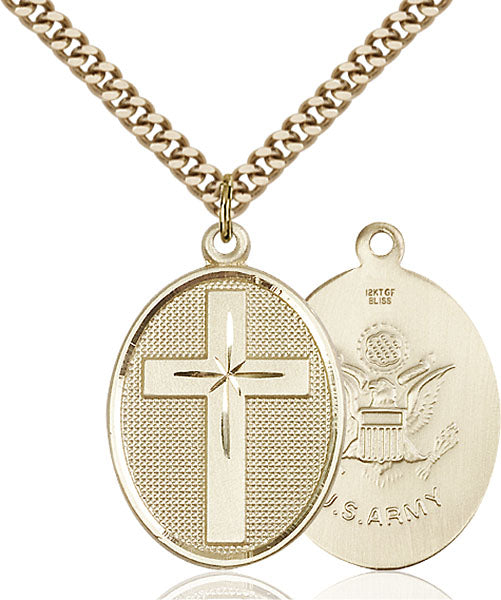 14kt Gold Filled Cross / Army Pendant
