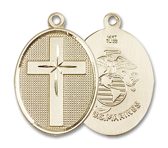 14kt Gold Cross / Marines Medal