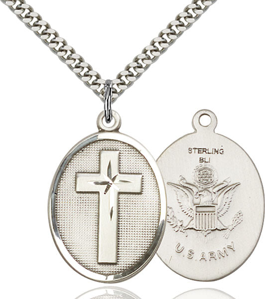 Sterling Silver Cross / Army Pendant