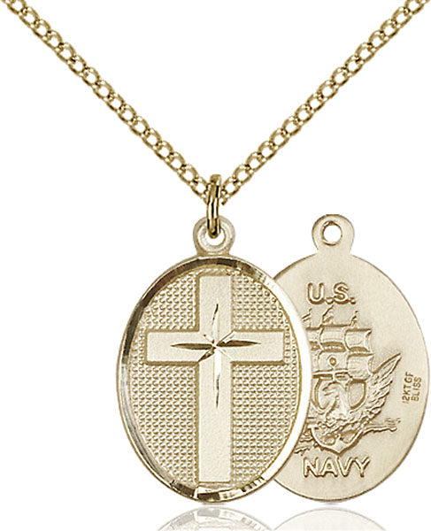 14kt Gold Filled Cross / Navy Pendant