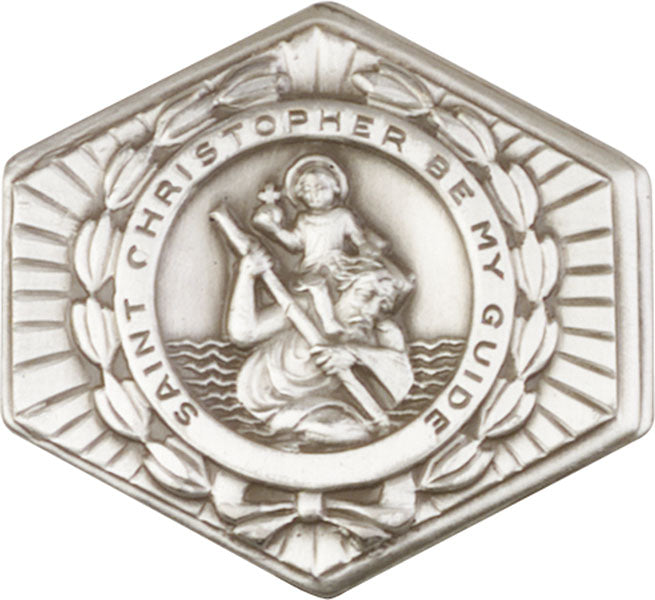 Antique Silver St. Christopher Visor Clip