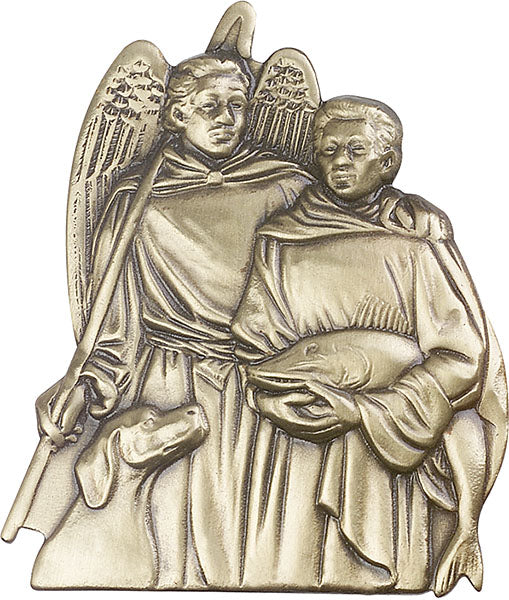 Antique Gold St. Raphael Visor Clip