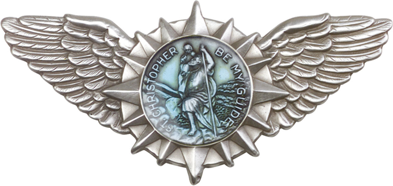 Antique Silver St. Christopher / Wings Visor Clip