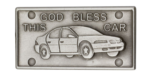 Antique Silver God Bless This Car Visor Clip