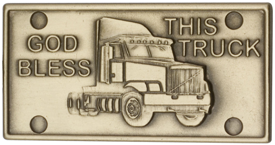 Antique Gold God Bless This Truck Visor Clip