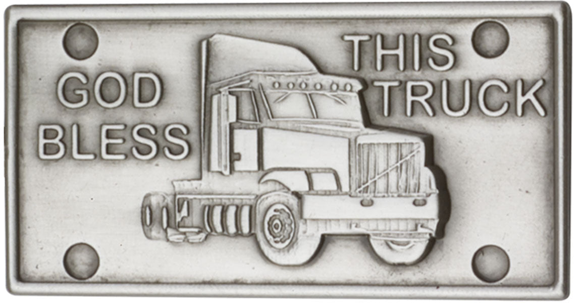Antique Silver God Bless This Truck Visor Clip