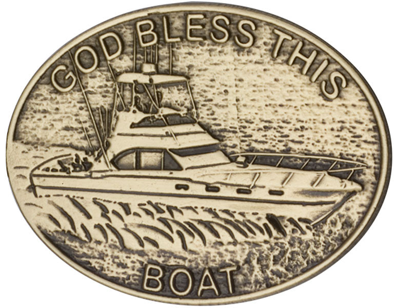 Antique Gold God Bless This Boat Visor Clip