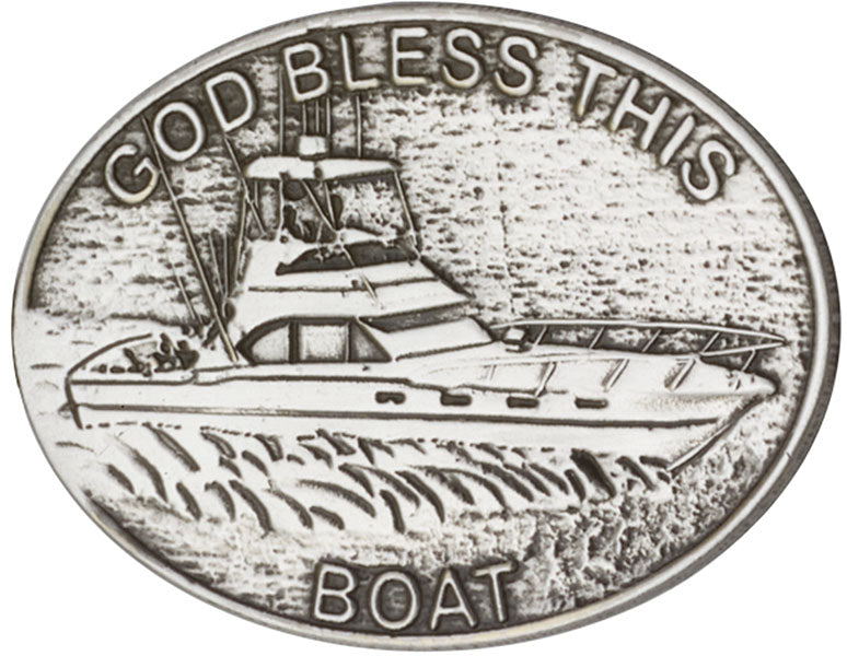 Antique Silver God Bless This Boat Visor Clip