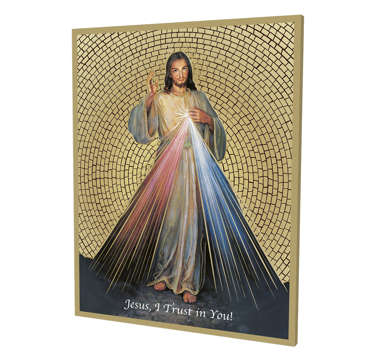 Divine Mercy Gold Foil Mosaic Plaque