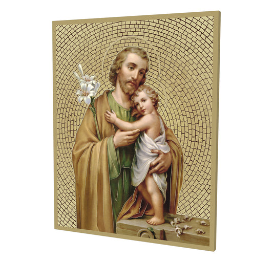 Saint Joseph Gold Foil Mosaic Plaque