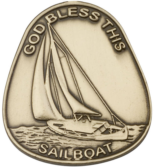 Antique Gold God Bless This Sailboat Visor Clip