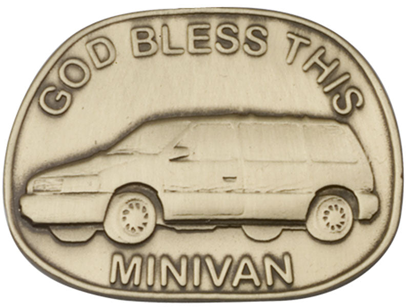Antique Gold God Bless This Mini-Van Visor Clip