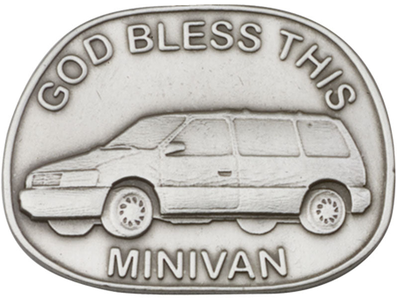 Antique Silver God Bless This Mini-Van Visor Clip