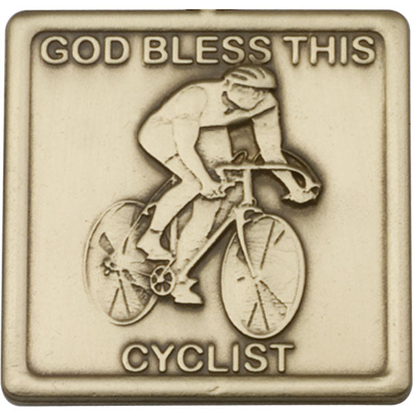 Antique Gold God Bless This Cyclist Visor Clip