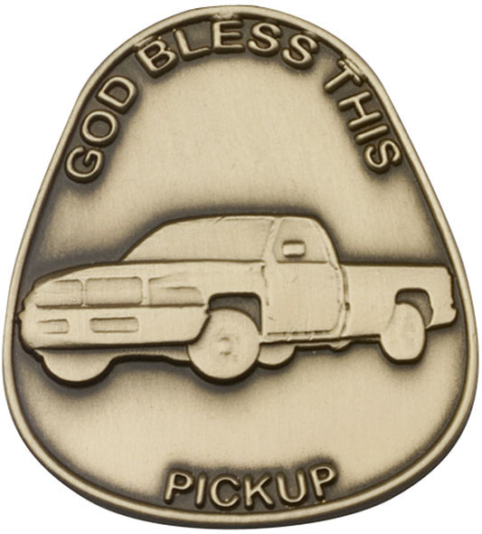 Antique Gold God Bless This Pickup Visor Clip