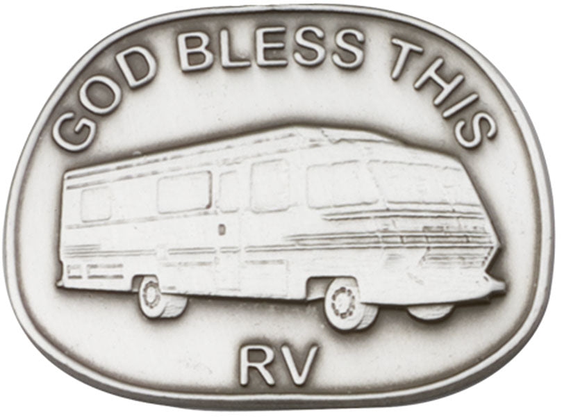 Antique Silver God Bless This Rv Visor Clip