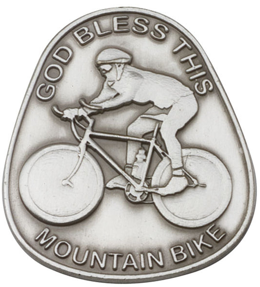 Antique Silver God Bless This Mountain Bike Visor Clip