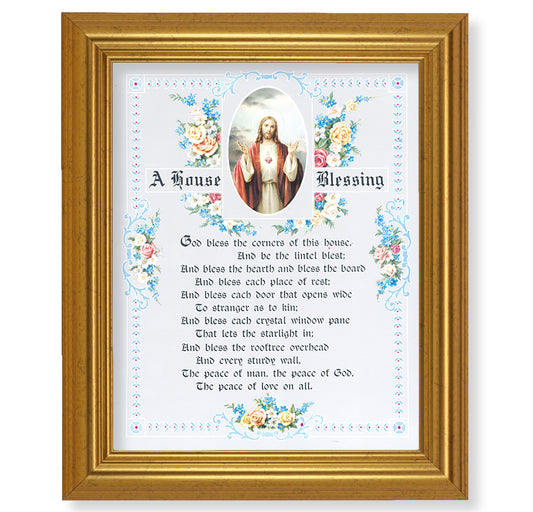 House Blessing - Sacred Heart of Jesus Gold Framed Art