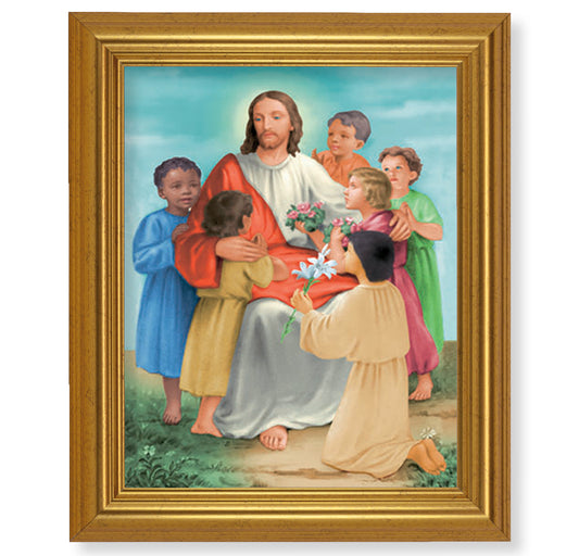 Christ with Children Gold Framed Art