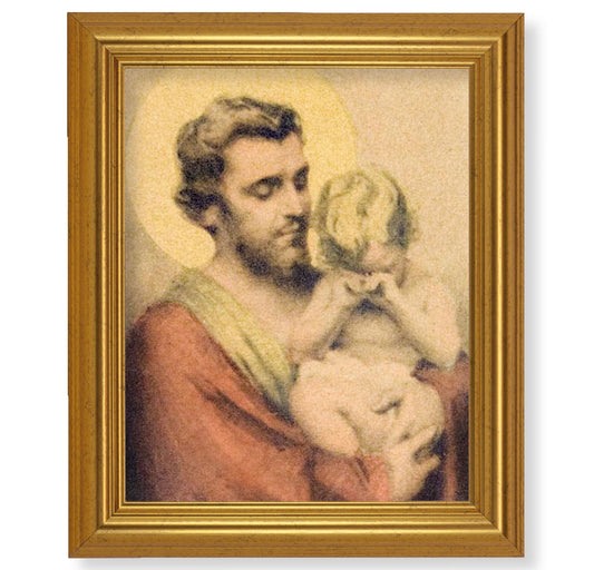 St. Joseph with Crying Jesus Gold Framed Art