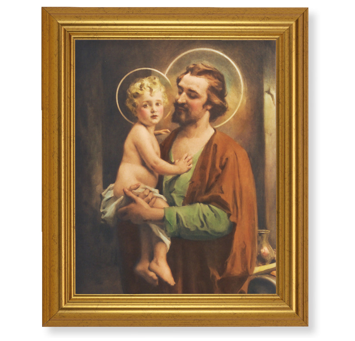 St. Joseph with Jesus Gold Framed Art