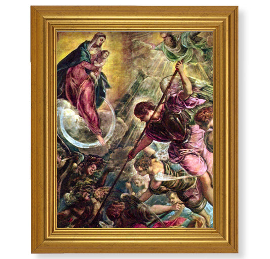 Battle of the Archangel St. Michael Gold Framed Art