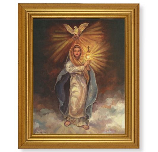Mary with Monstrance Gold Framed Art