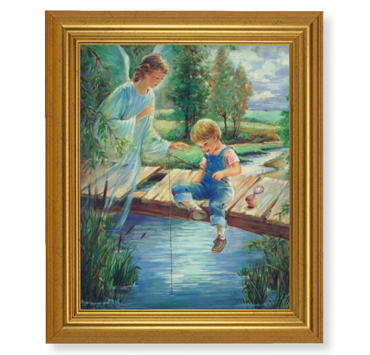 Guardian Angel with Boy Gold Framed Art