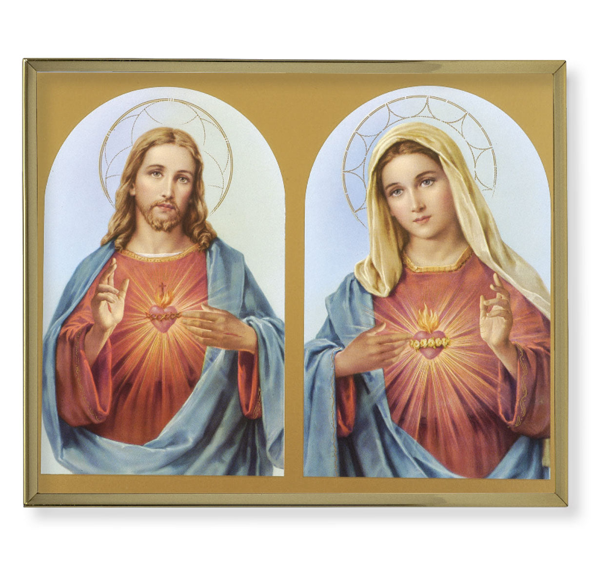 The Sacred Hearts Gold Framed Plaque